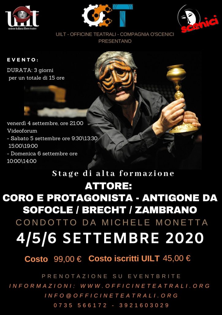 Stage di alta formazione Michele Monetta “MASCHERE E COMMEDIA DELL’ARTE”